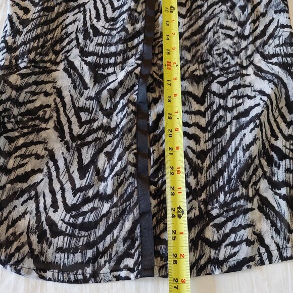 KARDASHIAN KOLLECTION Zebra Print Ruffle Neck Long Sleeve Blouse, Size L - Picture 10 of 10
